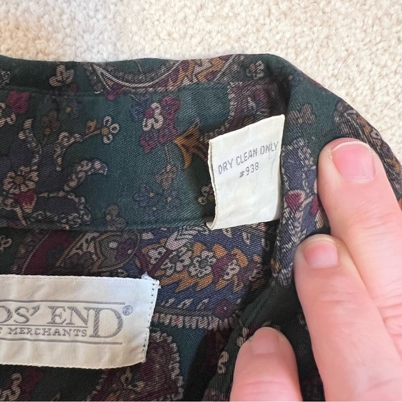 Vintage Paisley Lands End Button Down Shirt Size 6 Dark Academia Rayon/Wool - Picture 8 of 8